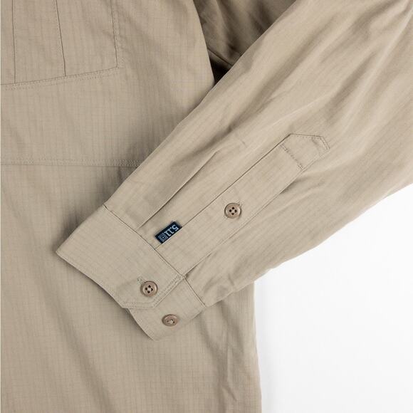 5.11 Tactical Shirt Men’s Large Tan Canvas Ripstop Relaxed Fit Utility Workwear - Picture 5 of 15